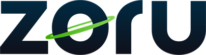Zoru wordmark in navy with the green orbit ring